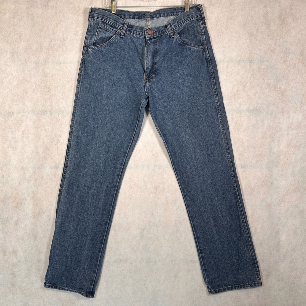 Round House Jeans Mens 34x34 Blue Good Made in USA Straight Leg Denim Workwear